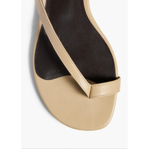 Aimee Flat Sandal in Beige Leather - Image 3