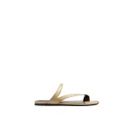 Khaite Aimee Flat Sandal in Beige Leather
