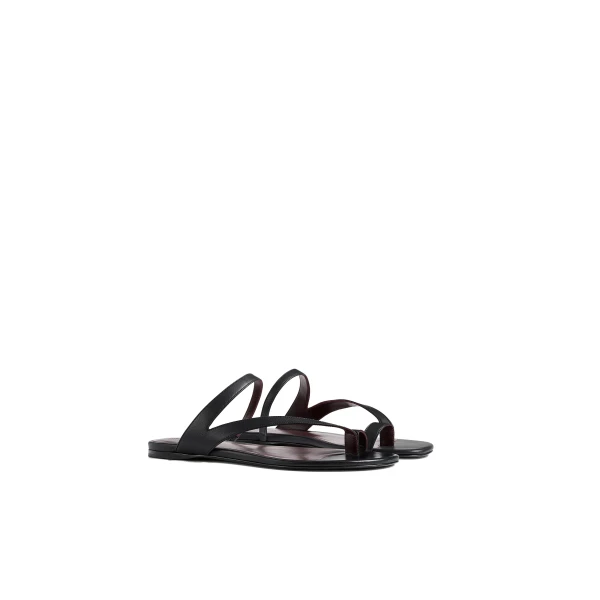 Aimee Flat Sandal in Black Leather - Image 2