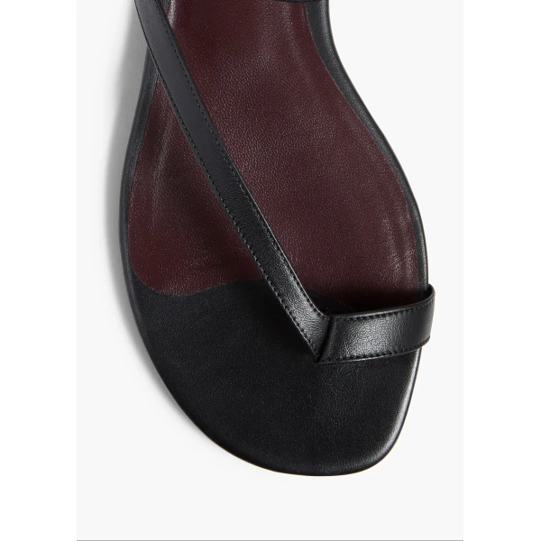 Aimee Flat Sandal in Black Leather - Image 3