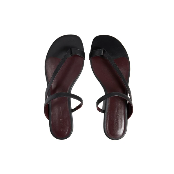 Aimee Flat Sandal in Black Leather - Image 4