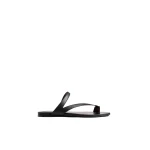 Khaite Aimee Flat Sandal in Black Leather