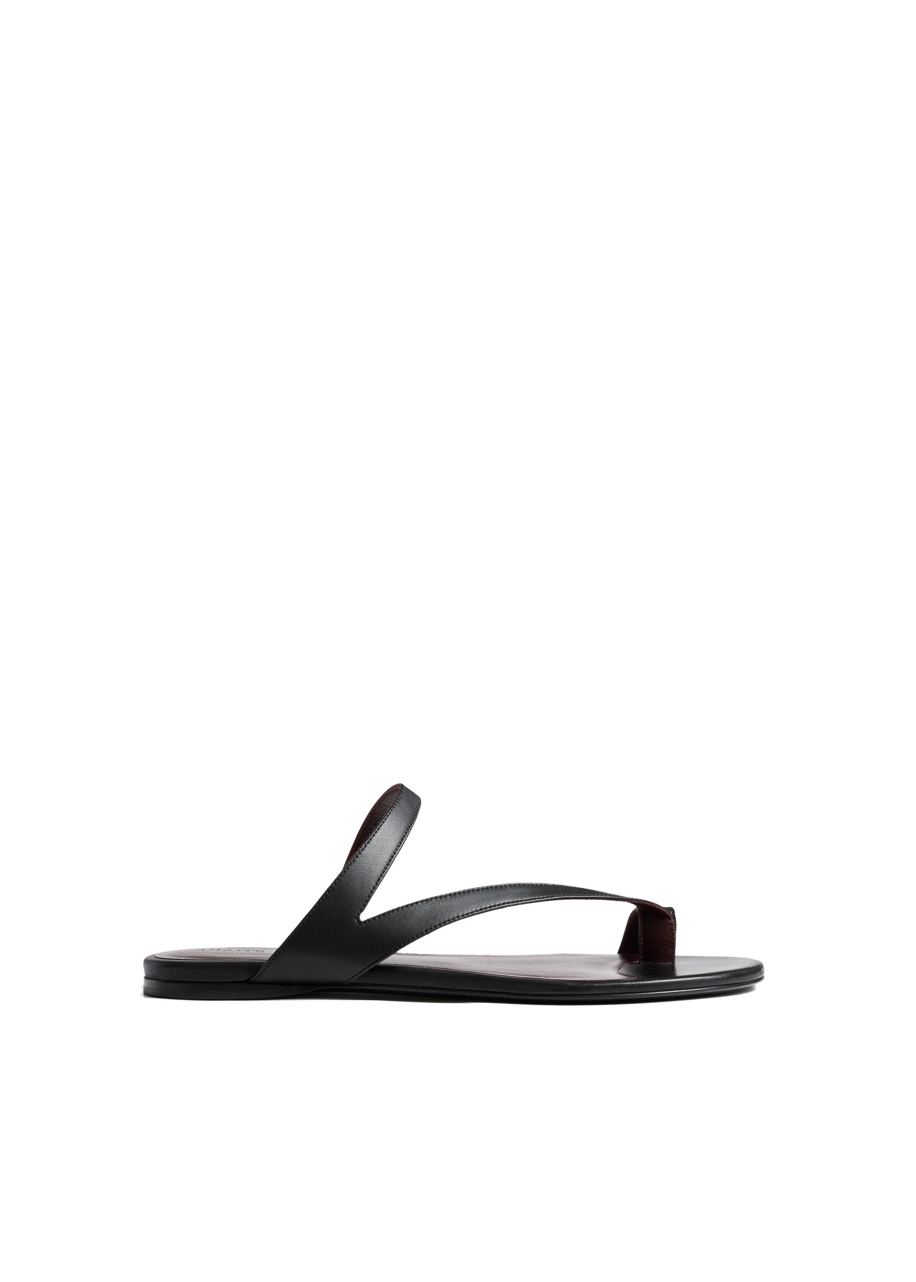 Khaite Aimee Flat Sandal in Black Leather | Buy Shoes at Luxury Shoes Khaite Aimee Flat Sandal in Black Leather