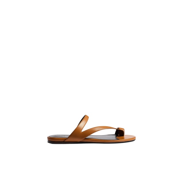 Khaite Aimee Flat Sandal in Cuoio Leather