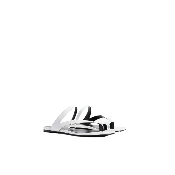 Aimee Flat Sandal in Optic White Leather - Image 2