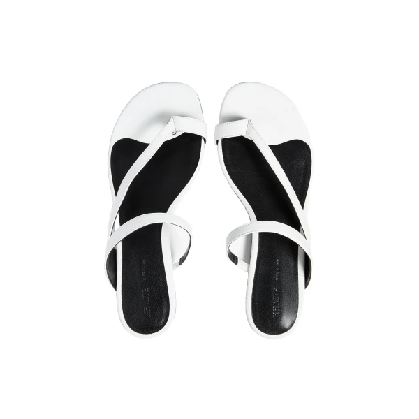 Aimee Flat Sandal in Optic White Leather - Image 4