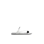 Khaite Aimee Flat Sandal in Optic White Leather