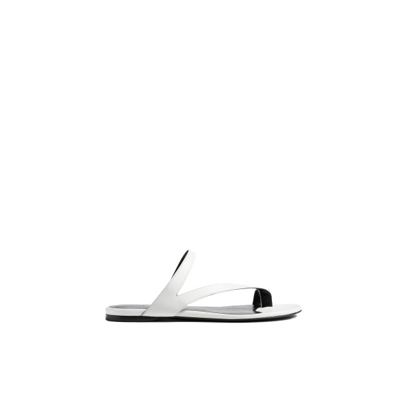 Khaite Aimee Flat Sandal in Optic White Leather