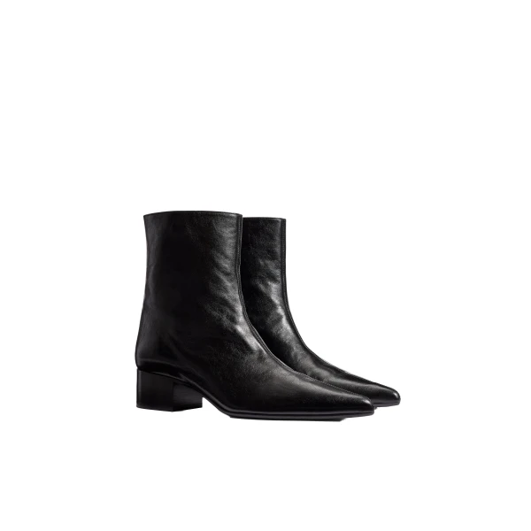 Andee Ankle Boot in Black Glazed Leather - Image 2