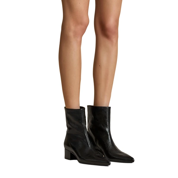 Andee Ankle Boot in Black Glazed Leather - Image 5