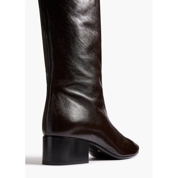 Andee Knee-High Boot in Black Glazed Leather - Image 3