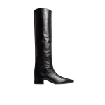 Khaite Andee Knee-High Boot in Black Glazed Leather