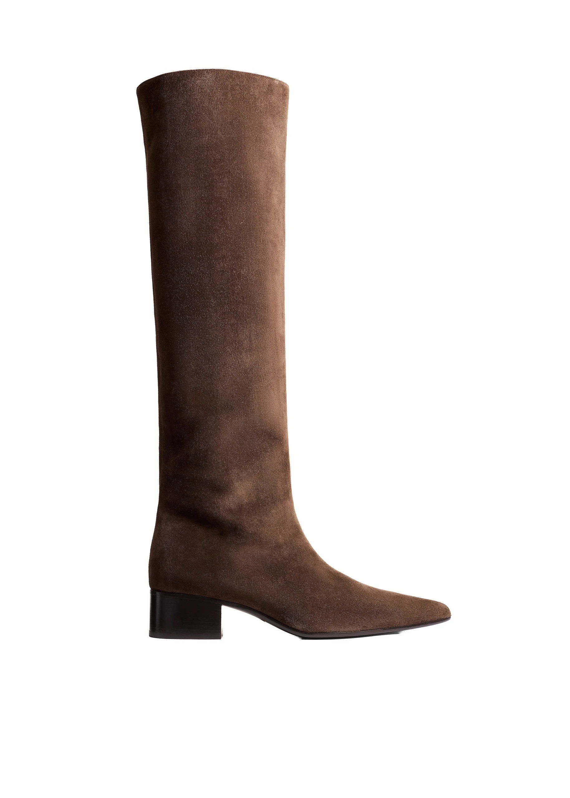 Khaite Andee Knee-High Boot in Ebano Suede | Buy Shoes at Luxury Shoes Khaite Andee Knee-High Boot in Ebano Suede