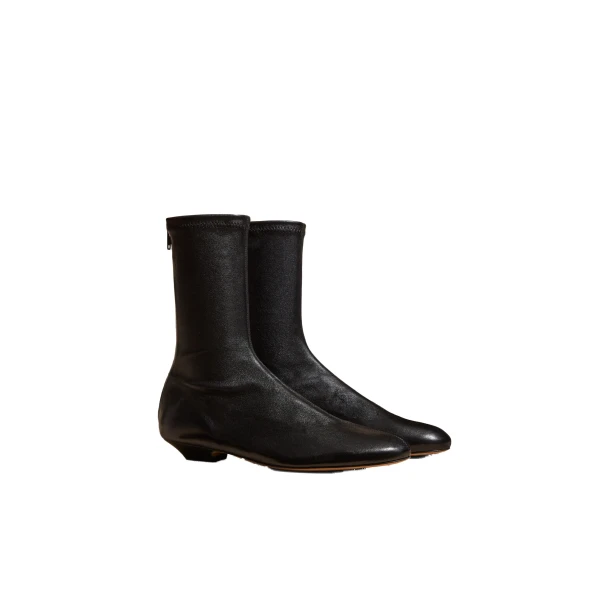 Apollo Flat Ankle Boot in Black Leather - Image 2