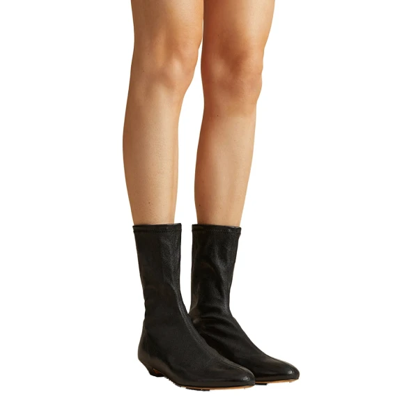 Apollo Flat Ankle Boot in Black Leather - Image 4