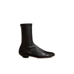 Khaite Apollo Flat Ankle Boot in Black Leather