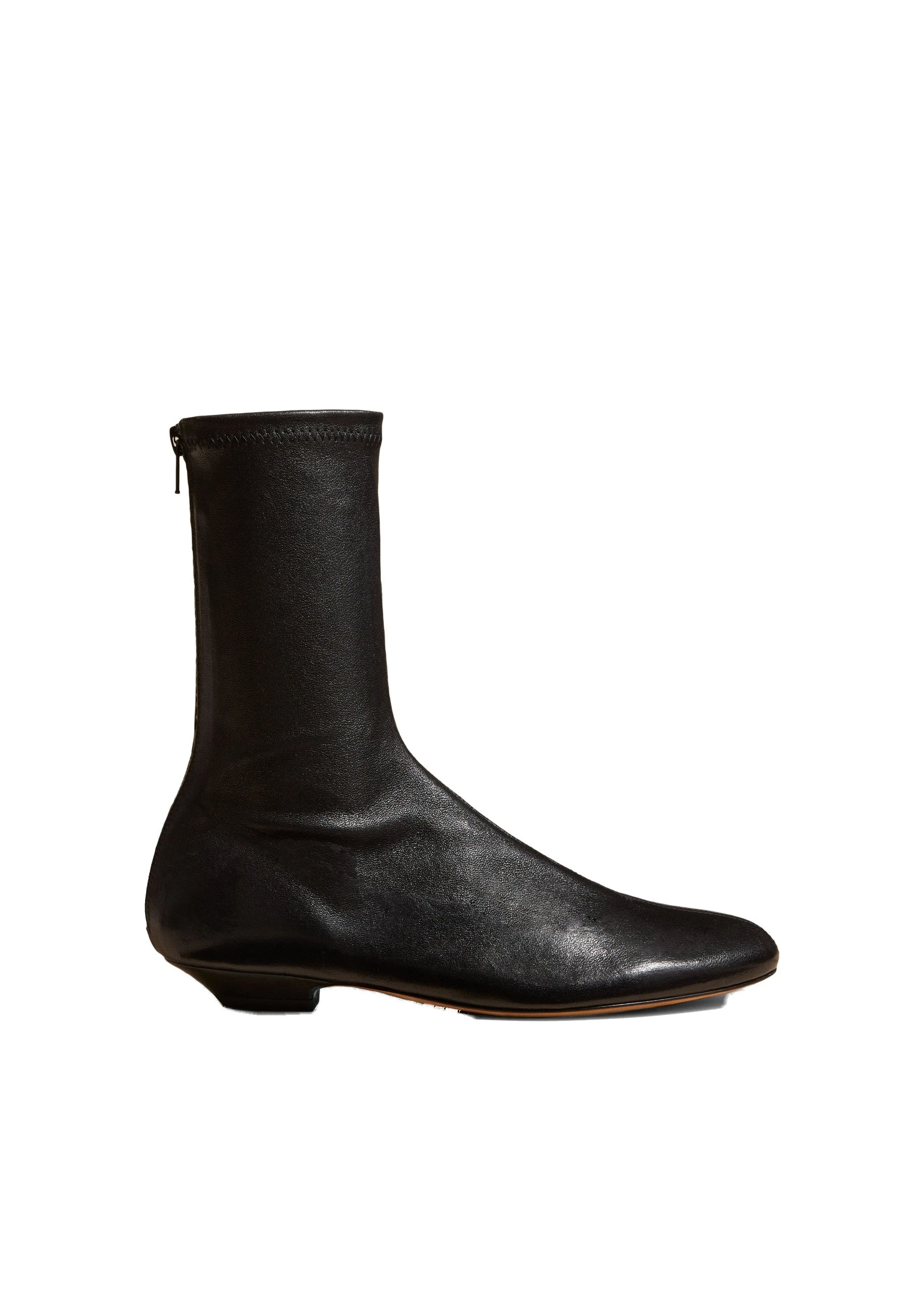 Khaite Apollo Flat Ankle Boot in Black Leather | Buy Shoes at Luxury Shoes Khaite Apollo Flat Ankle Boot in Black Leather