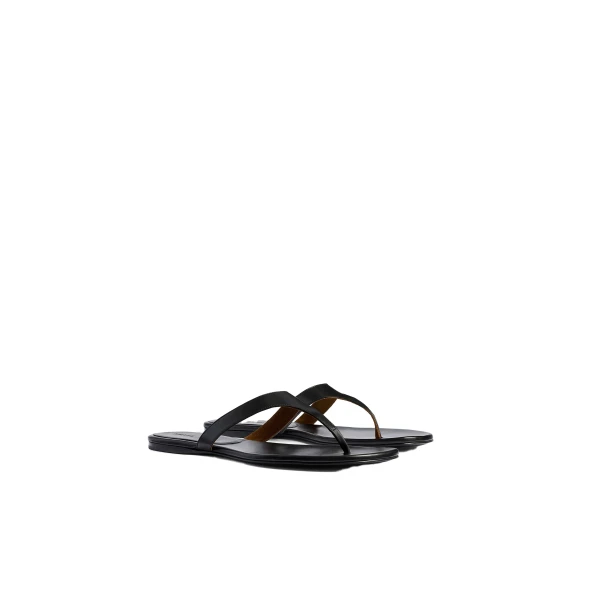 Archer Flat Sandal in Black Leather - Image 2