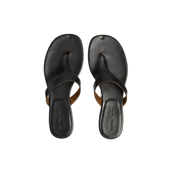 Archer Flat Sandal in Black Leather - Image 4