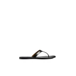 Khaite Archer Flat Sandal in Black Leather