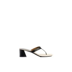 Khaite Archer Sandal in Black Leather and Natural Canvas