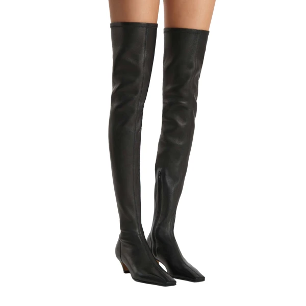Arizona Over-the-Knee Stretch Boot in Black Nappa Leather - Image 3