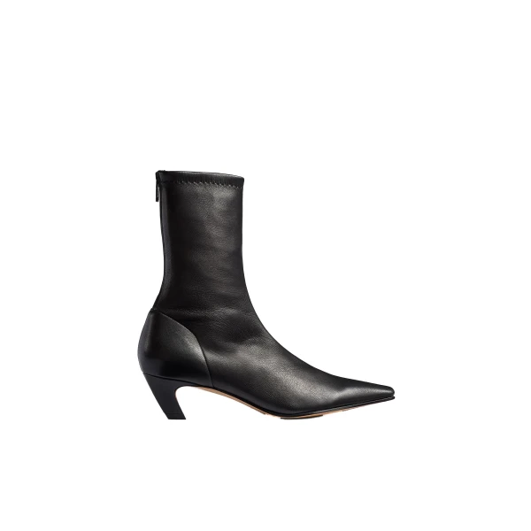 Khaite Arizona Stretch Ankle Boot in Black Nappa Leather