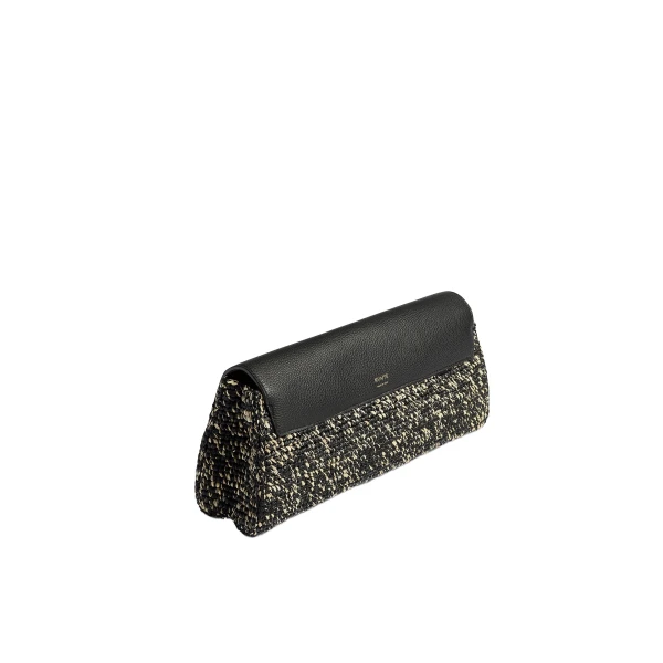 Audrey Clutch in Black and White Marled Raffia - Image 2