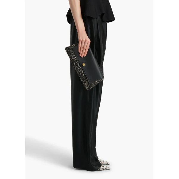 Audrey Clutch in Black and White Marled Raffia - Image 3