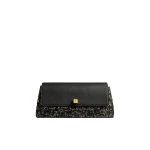 Khaite Audrey Clutch in Black and White Marled Raffia