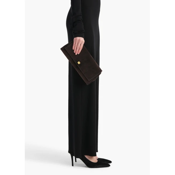Audrey Clutch in Dark Brown Suede - Image 3