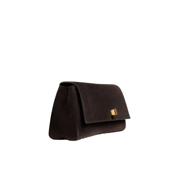 Audrey Clutch in Dark Brown Suede - Image 4
