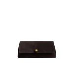 Khaite Audrey Clutch in Dark Brown Suede