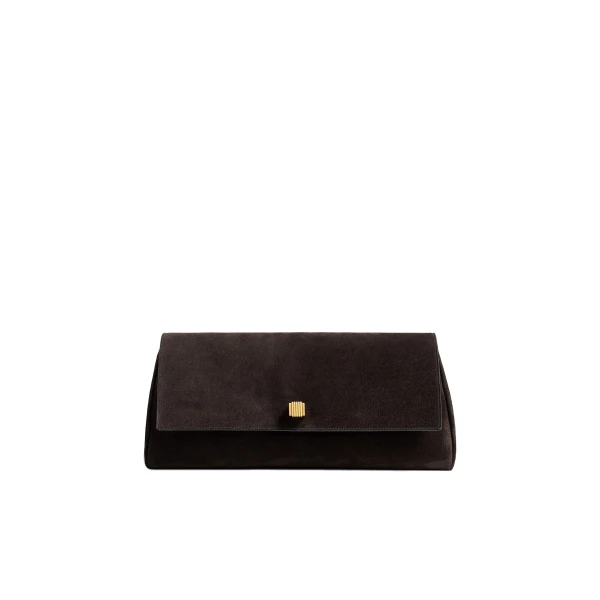 Audrey Clutch in Dark Brown Suede
