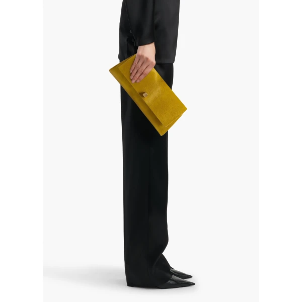 Audrey Clutch in Golden Olive Haircalf - Image 2