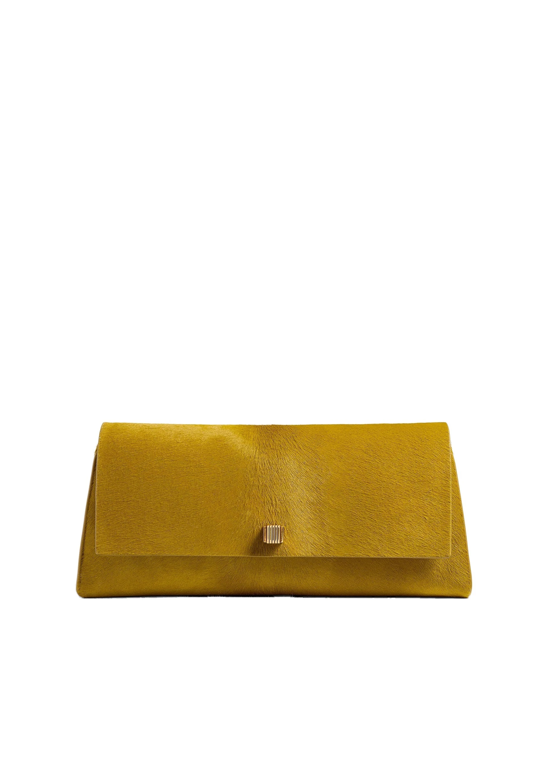 Khaite Audrey Clutch in Golden Olive Haircalf | Buy Bags at Luxury Shoes Khaite Audrey Clutch in Golden Olive Haircalf