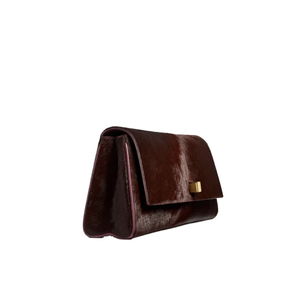 Audrey Clutch in Rouge Noir Haircalf - Image 3
