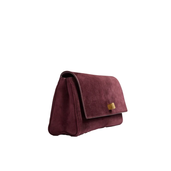 Audrey Clutch in Rouge Noir Suede - Image 2