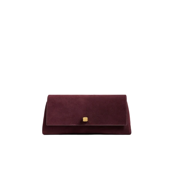 Audrey Clutch in Rouge Noir Suede