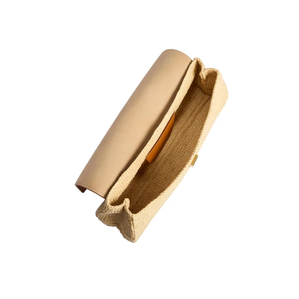 Audrey Clutch in Tan Leather and Natural Raffia - Image 5