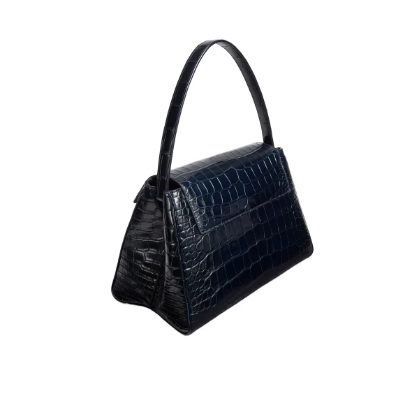 Audrey Top Handle Bag in Midnight Alligator - Image 2