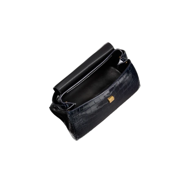 Audrey Top Handle Bag in Midnight Alligator - Image 5