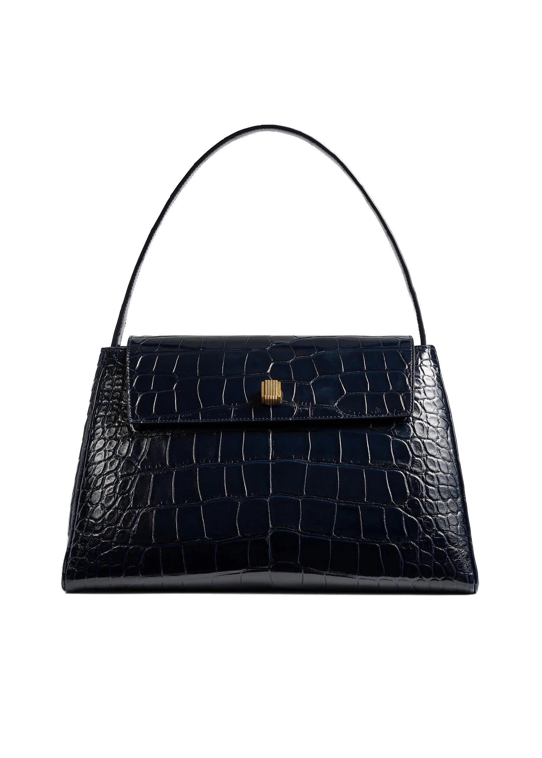 Khaite Audrey Top Handle Bag in Midnight Alligator | Buy Bags at Luxury Shoes Khaite Audrey Top Handle Bag in Midnight Alligator
