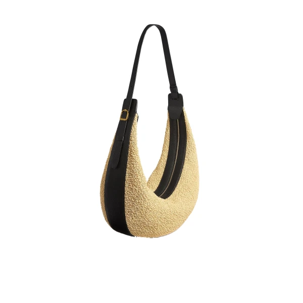 Augustina Hobo in Natural Raffia and Black Leather - Image 2