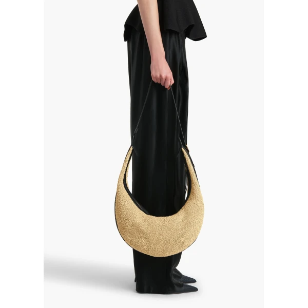 Augustina Hobo in Natural Raffia and Black Leather - Image 3