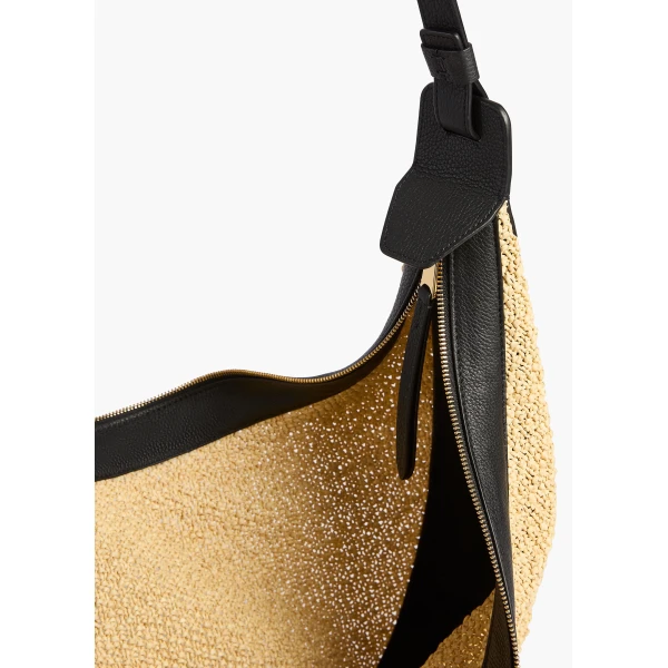 Augustina Hobo in Natural Raffia and Black Leather - Image 5