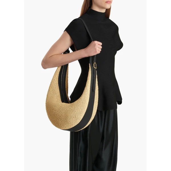 Augustina Hobo in Natural Raffia and Black Leather - Image 6