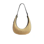 Khaite Augustina Hobo in Natural Raffia and Black Leather