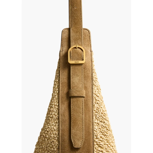 Augustina Hobo in Wheat Suede and Natural Raffia - Image 3