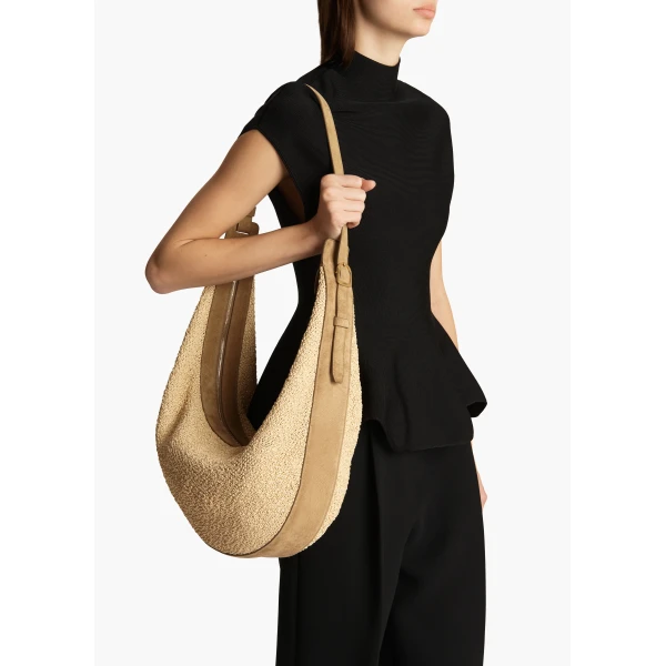 Augustina Hobo in Wheat Suede and Natural Raffia - Image 5